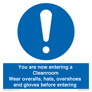 Cleanroom Wear overalls, hats, overshoes and gloves before entering